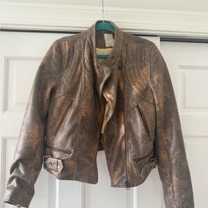 We The Free Vegan Leather Jacket in Brown